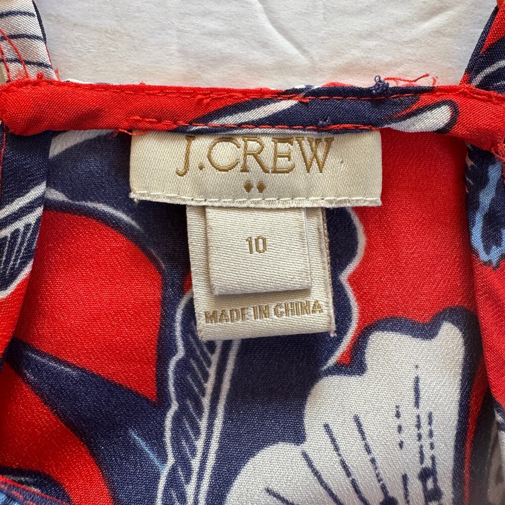 J. Crew Top Women's Red Floral Pattern Spaghetti Strap Sleeveless Sz‎ 10 - Picture 8 of 8